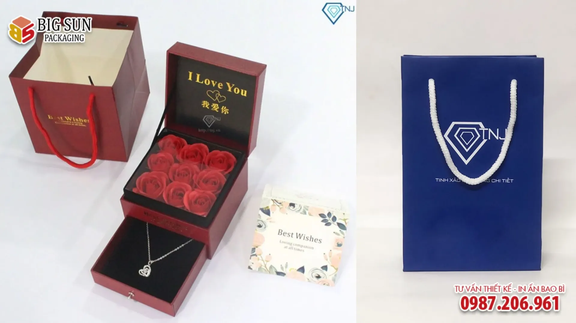 HỘP QUÀ TẶNG THƯƠNG HIỆU TRANG SỨC TNJ