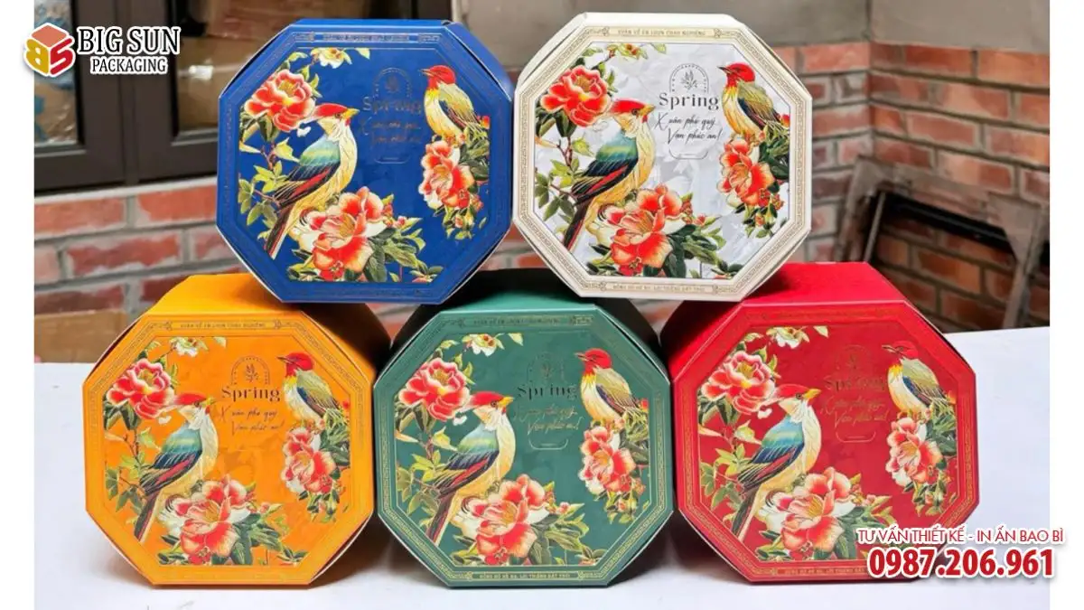 Hộp đựng Bánh kẹo Bát giác HAPPY NEW YEAR