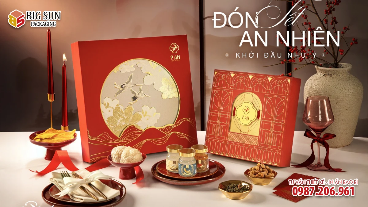 Set quà hộp đựng yến vuông 12 hũ - Ý An Cát Hạc