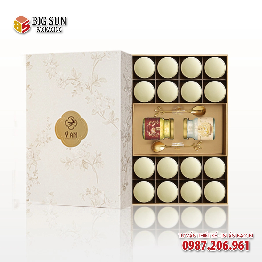 Set quà hộp đựng yến Ý An dáng đứng 18 hũ YCS