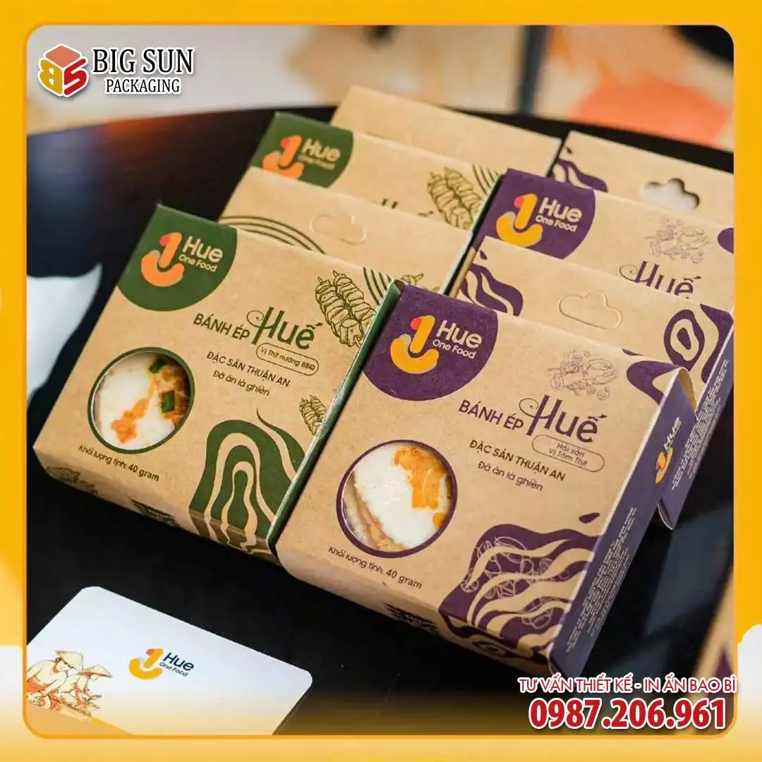 In hộp đựng bánh ép đặc sản Huế