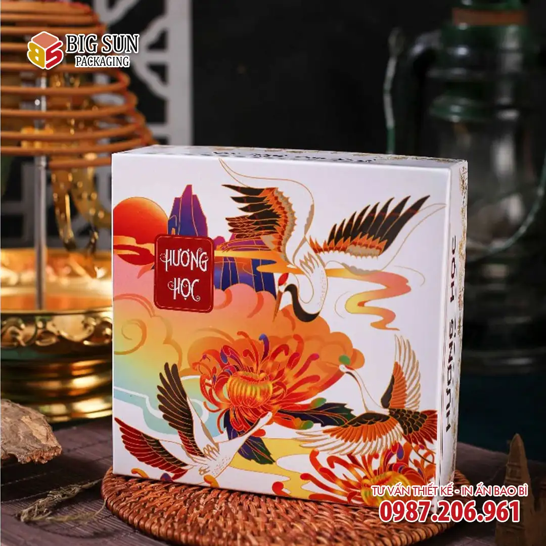 Hộp đựng nhang vòng hạc trắng Hương Học