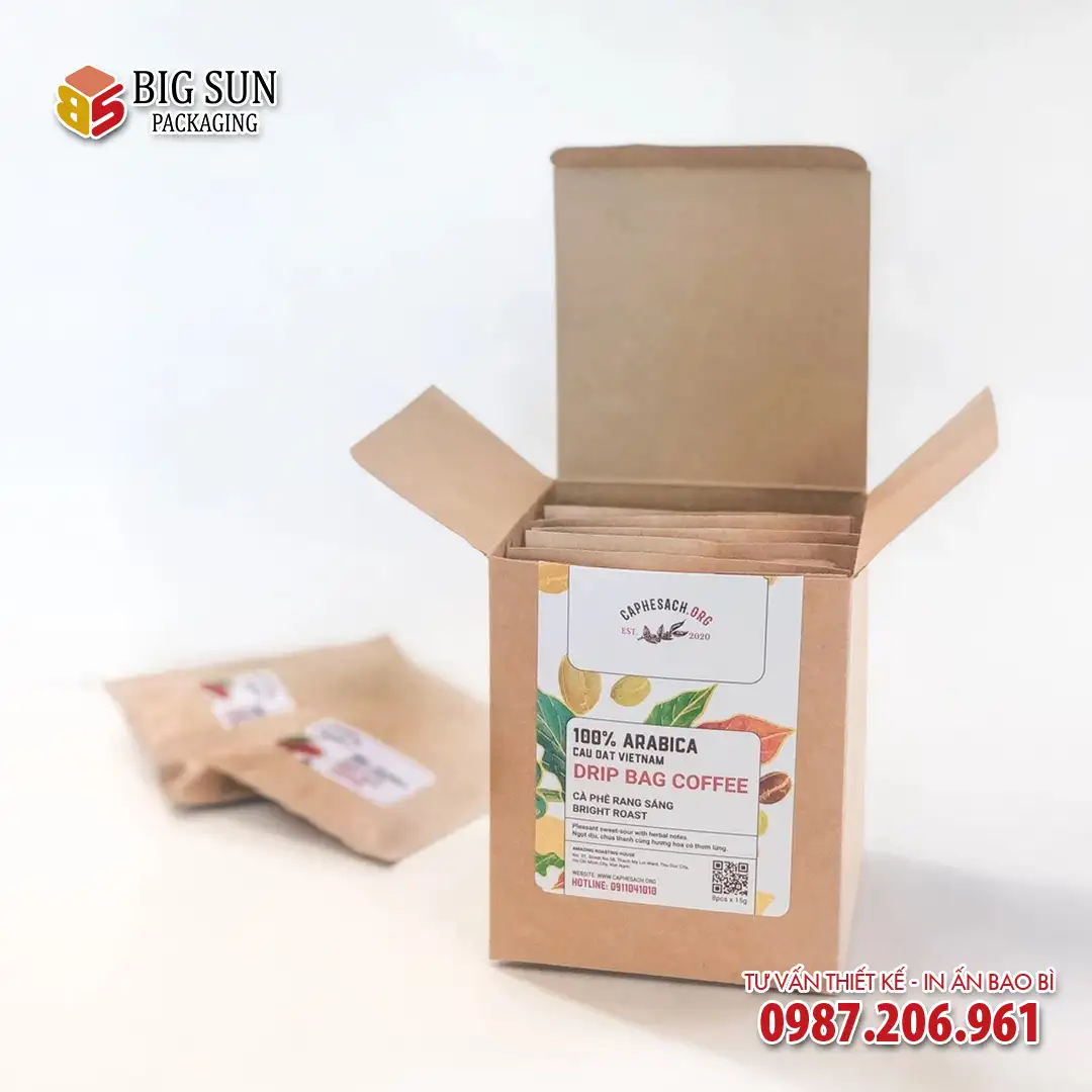In hộp giấy đựng cà phê Caphesach