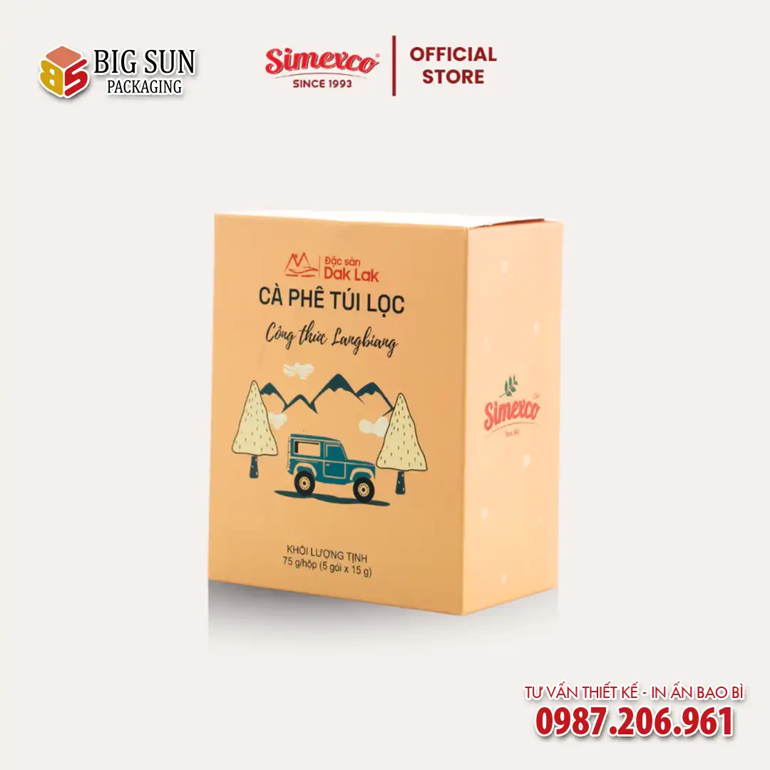 In hộp giấy đựng cà phê Langbiang