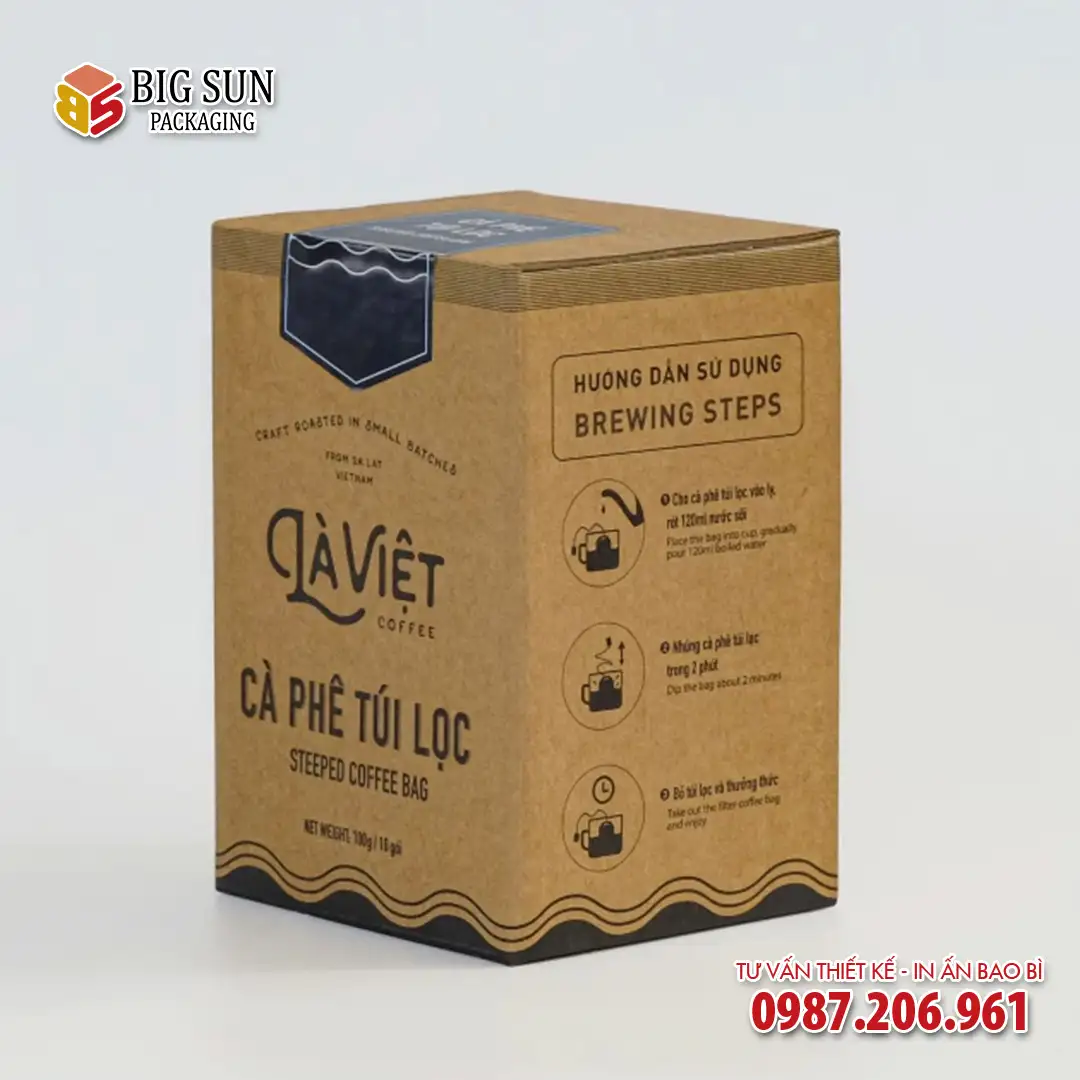 In hộp giấy đựng cà phê túi lọc Là Việt