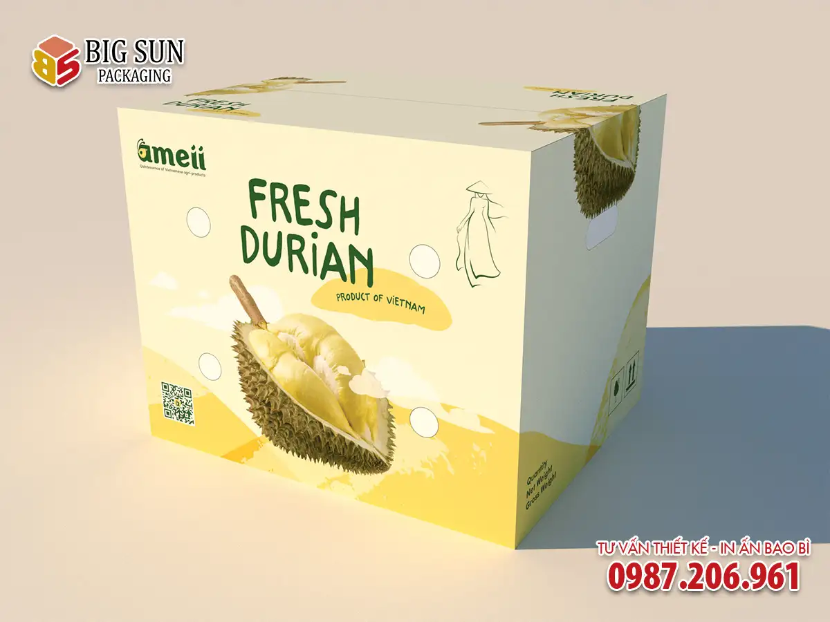 In thùng carton đựng sầu riêng Ameii